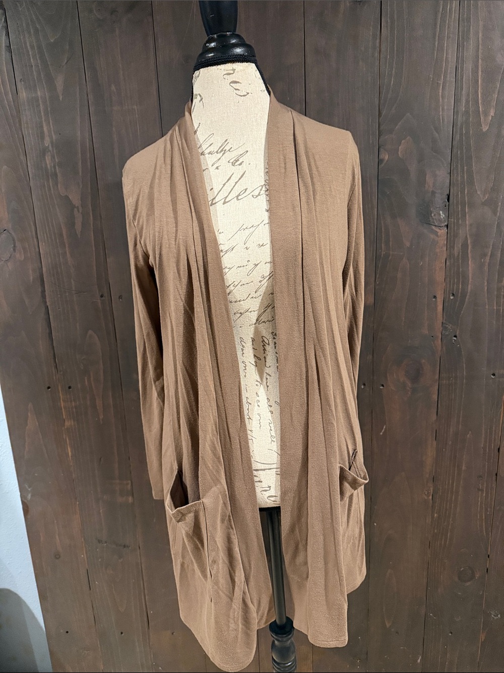 Zenana Outfitters Taupe Open-Front Women's Cardigan